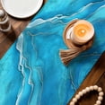 thumbnail image 3 of Teal Blue Coastal Beach Table Runner 72 Inches, Summer Nautical Ocean Beige Seaside Bed Runner Dresser Scarves Tabletop for Indoor Outdoor Parties/Ceremony/Banquet, 16" x 72", 3 of 9