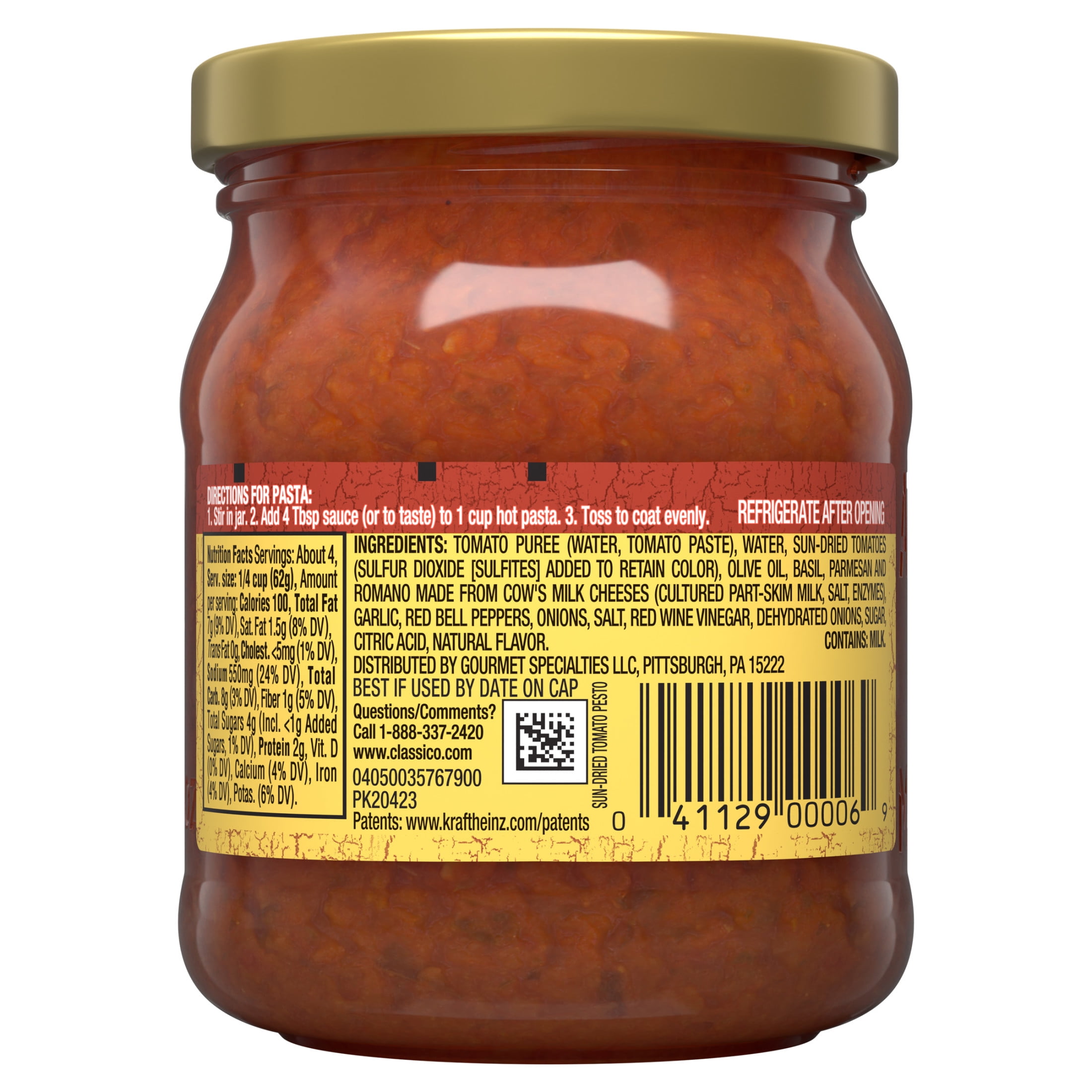 Classico Signature Recipes Sun-Dried Tomato Pesto Sauce & Spread, 8.1 oz Jar