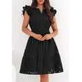 thumbnail image 3 of PRETTYGARDEN Women's Summer Sundresses Eyelet Cap Sleeve V Neck Short Boho Wedding Guest Dress Beach Vacation Clothes, 3 of 8