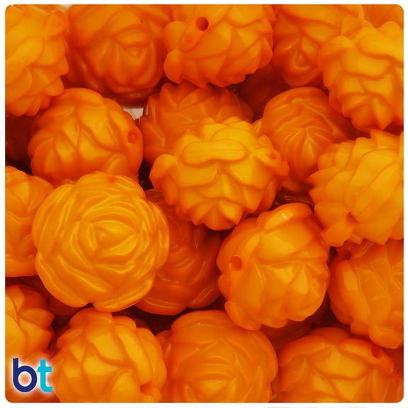 BeadTin Orange Opaque 24mm Flower Plastic Beads (10pcs)