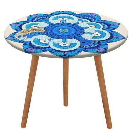 

Blue Mandala Floral Art Pattern Round Tablecloth Waterproof Elastic Table Clothes for Dining Table Cute Desk Decor Protector Cover S-40 -44