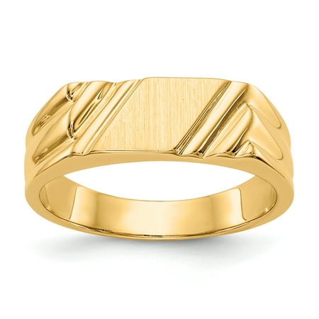 14k Yellow Gold 5.5x5.5mm Signet Band Ring Size 6.00 Valentines Day