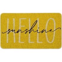 Yellow Hello Sunshine Summer Decorative Doormat, Seasonal Spring Holiday Low-Profile Floor Mat Switch Mat for Indoor Outdoor 17 x 29 Inch
