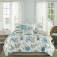 thumbnail image 2 of Madison Park Adult King Quilt Sets Breathable Coastal Pebble Beach 6-Piece Cotton in Blue, 2 of 10