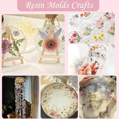 80 Pcs Dried Flowers for Crafts, Real Natural Pressed Flowers in Soft Yellow, White & Pink for Resin Art, DIY Jewelry, Candle and Soap Making Kit with Tweezers Included