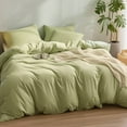 thumbnail image 3 of PURE ERA 3pc Duvet Cover Set,100% Jersey Knit T-Shirt Cotton, 2x Pillowcases,California King,Matcha Tea Green, 3 of 5