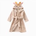 thumbnail image 5 of NOLDARES Boys Girls Fleece Hooded Robes, Warm Printed Bath Robe for Kids Soft Fuzzy Bathrobe for Gifts(H322-Khaki), 5 of 9