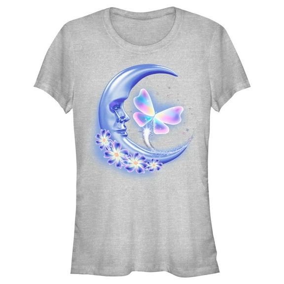 Junior's Lost Gods Airbrushed Half Crescent Moon Graphic Tee Athletic Heather Medium