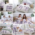 thumbnail image 5 of Plants Leaves Duvet Cover Set Twin Size, Farmhouse Style Gradient Purple Linen Texture 4 Piece Soft Microfiber Bedding Set with 1 Duvet Cover, 1 Flat Sheet, 2 Pillowcases, 5 of 9