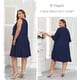 thumbnail image 2 of Vestido para mujer, talla grande, 2 piezas, para madre de la novia, vestido fluido de gasa con volantes, boda e invitada con chaquetas, azul marino, 16 W, 2 of 7