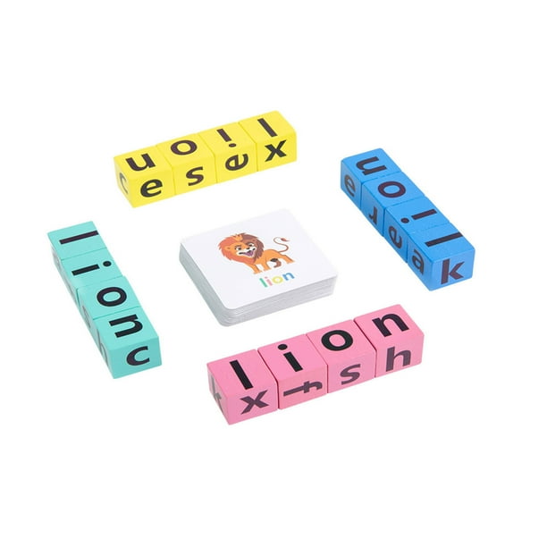 Libro de lectura con bloques de letras, generador de palabras, cubo, lectura y aprendizaje para niños y niñas, alfabeto para la primera infancia, material escolar para el hogar, regalos para niños.