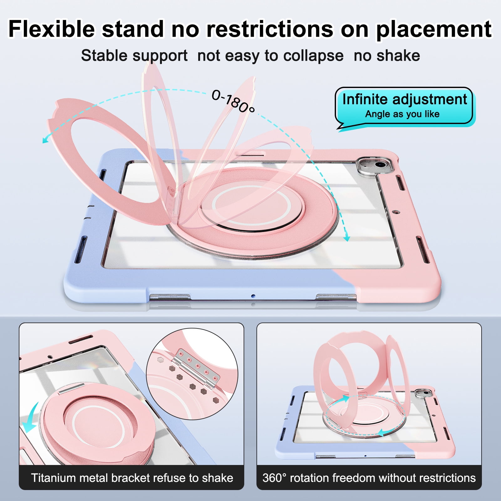 XYX Shockproof Tablet Case for iPad Air 13 inch M3 2025/iPad Air 13 inch M2 2024 with 360 Rotating Stand, Slim Lightweight with Pencil Holder, Colorful