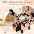 thumbnail image 5 of Zimtown Lockable Aluminum 3 in 1 Rolling Makeup Trolley Train Case Box, Champagne Gold, 5 of 11