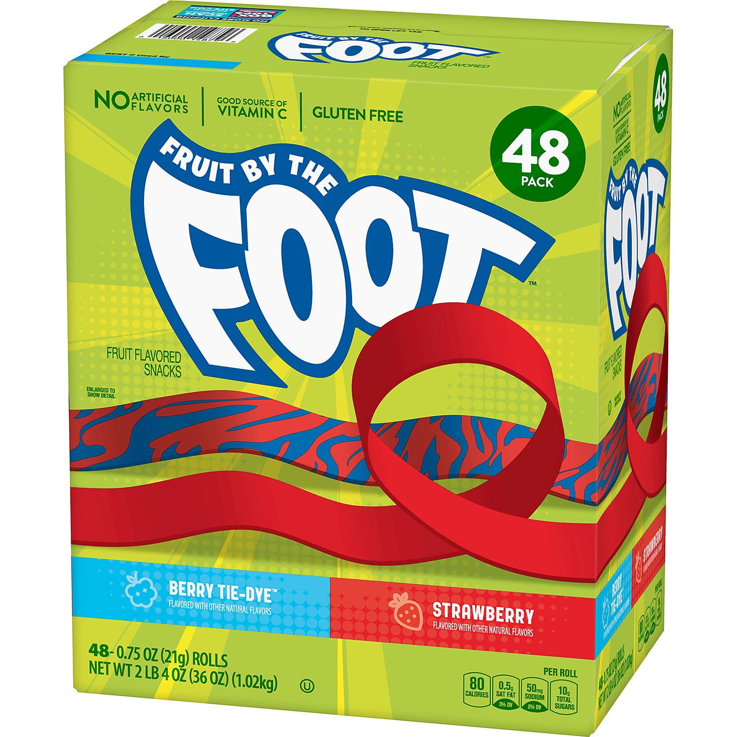 Fruit by the Foot Snacks, Berry TieDye and Strawberry Variety Pack 48
