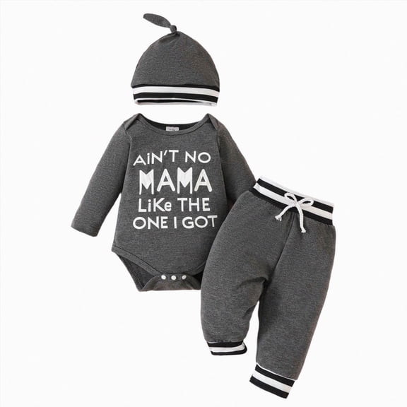 Wonitaaizi Newborn Infant Baby Boy Clothes Fall Winter Outfits Outfit Toddler 3PC Clothes Set(6-9 Months,Grey)