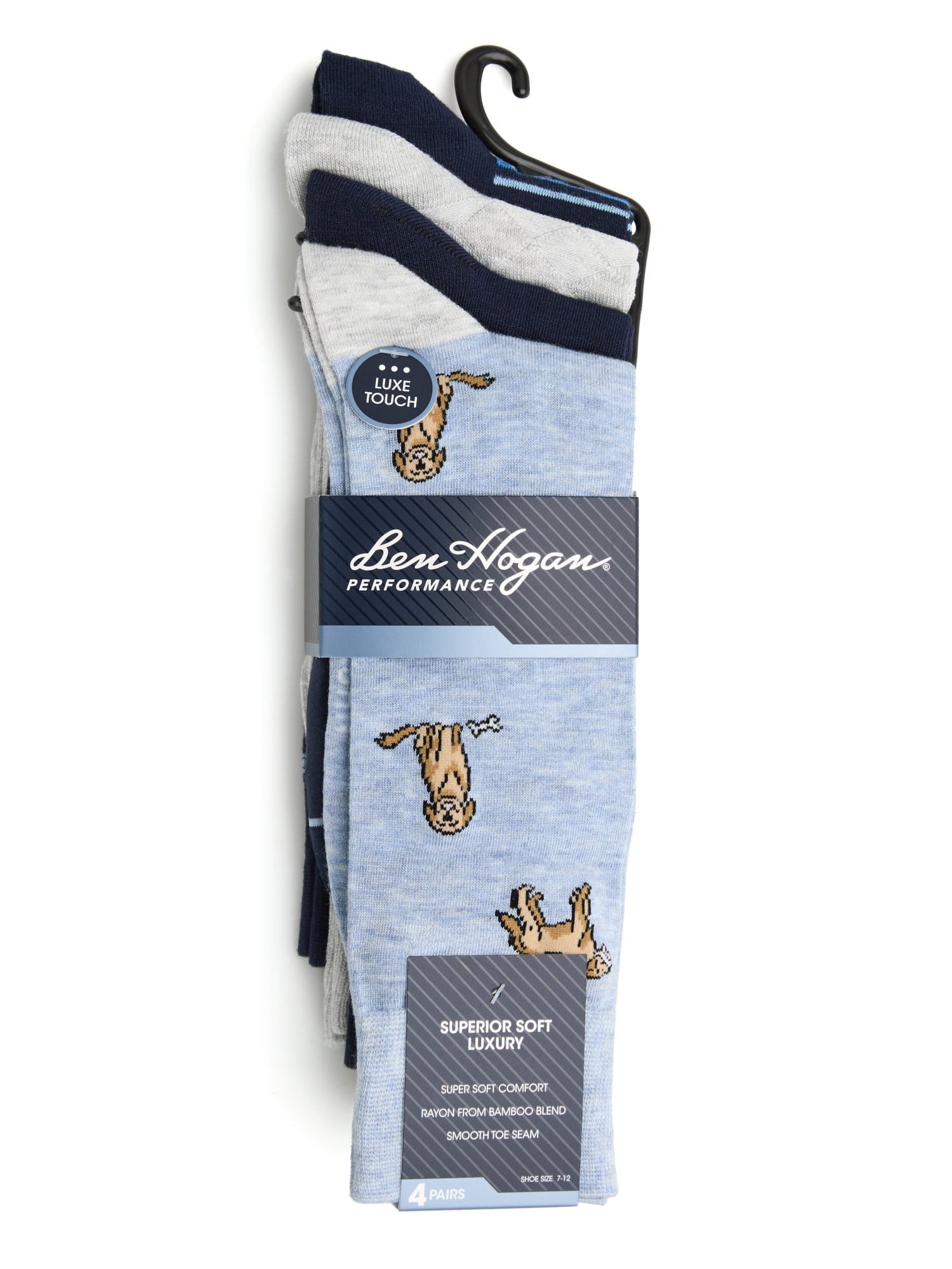 Ben Hogan Men's Dog and Bones Novelty Socks, 4-Pack, Sizes 7-12