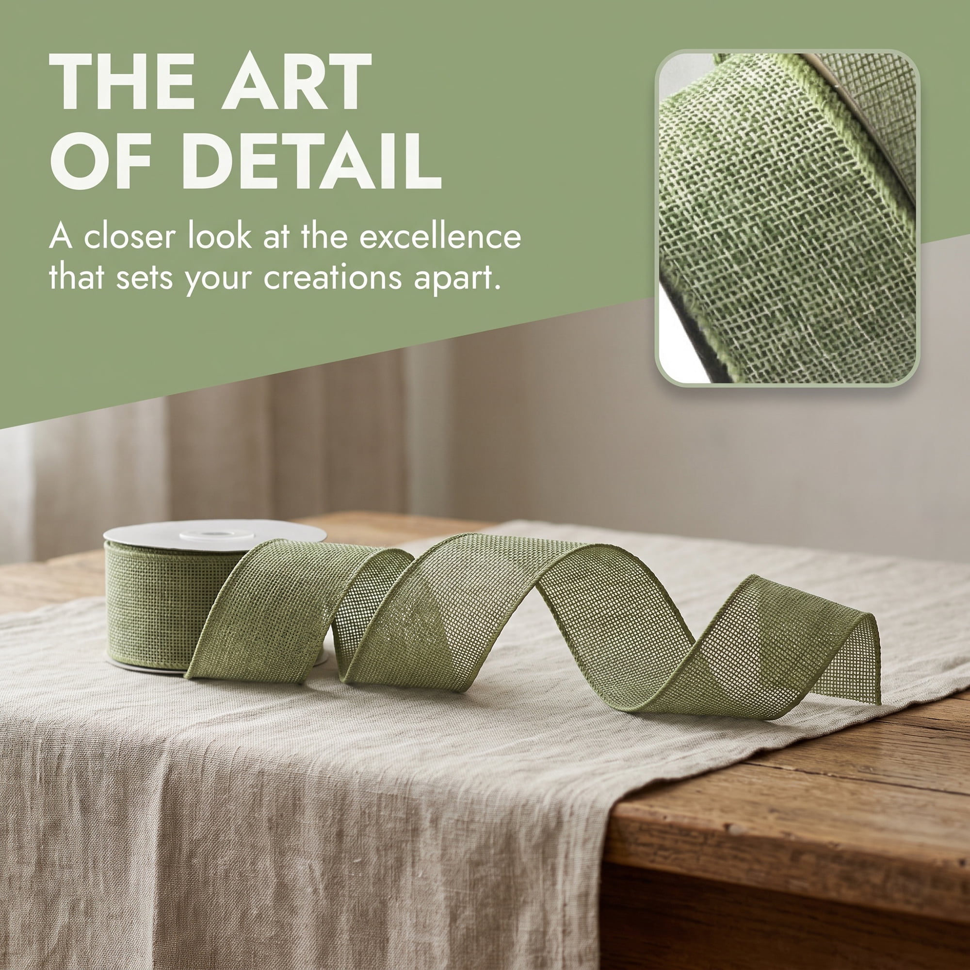 Unique Bargains Faux Burlap Ribbon for Elegant Gift Decoration Green 4.9 Yard