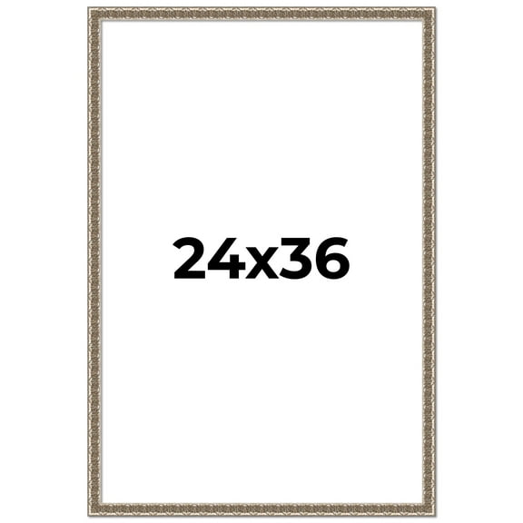 24x36 Frame Silver Versailles Ornate Solid Wood Picture Frame | 1 Inch Moulding Width | Interior