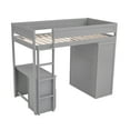 thumbnail image 2 of Kumix Loft Bed Twin Size with Desk, Wood Loft Bed with Wardrobes and 2 Drawers with Cabinet for Teens Adults, Heavy Duty Loft Bed Frame for Bedroom, Space-Saving, No Box Spring Needed, Gray, 2 of 7