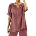 thumbnail image 1 of Blouse Ample à Boutons pour Femmes, Manches Courtes, Décontractée, 1 of 3