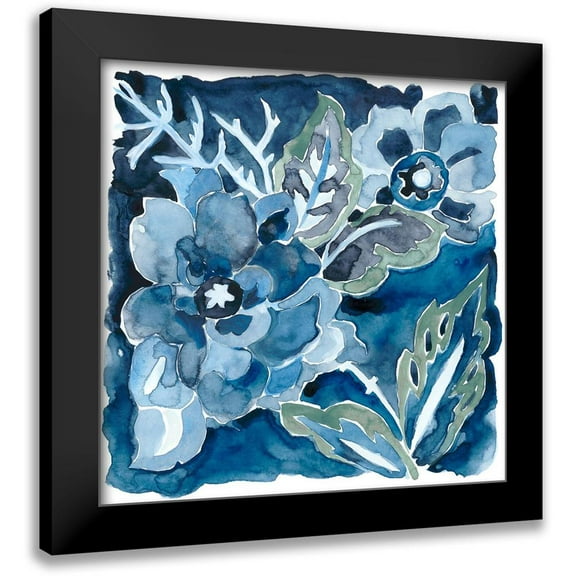Zarris, Chariklia 12x12 Black Modern Framed Museum Art Print Titled - Indigo Ornament IX
