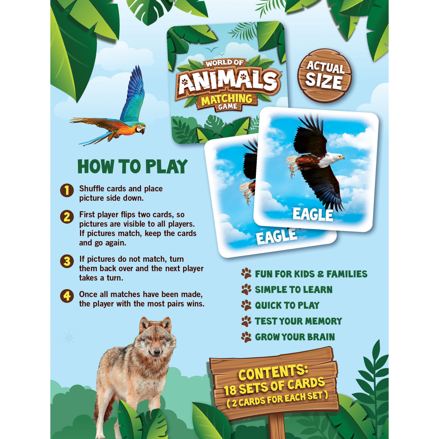 MasterPieces World of Animals Matching Card Game photo 3