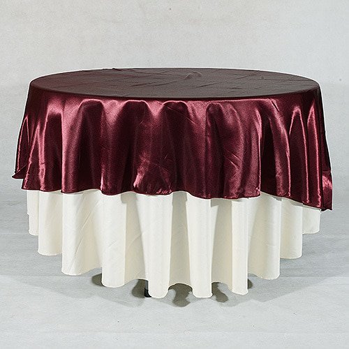 Burgundy 90 Inch Satin Round Tablecloths