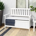 thumbnail image 1 of CorLiving Miramar Hardwood Outdoor Storage Bench with Slatted Back and Armrests, White, 1 of 10