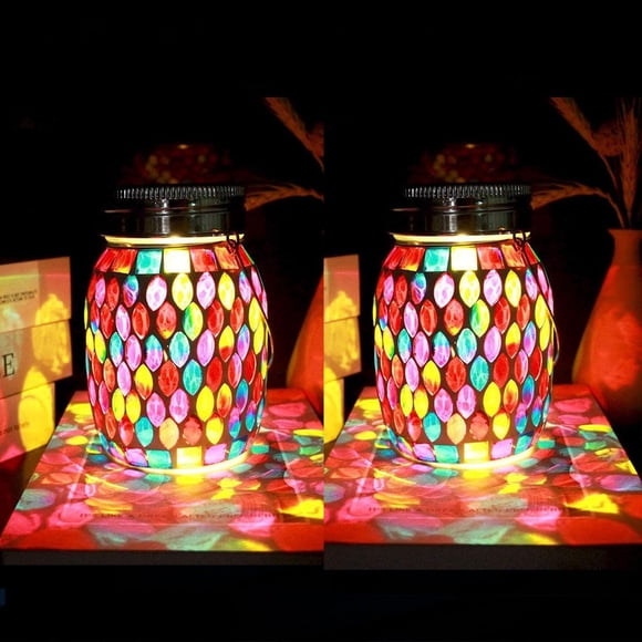 Luces colgantes impermeables solares Mosaic para exteriores, paquete de 2 unidades, azules