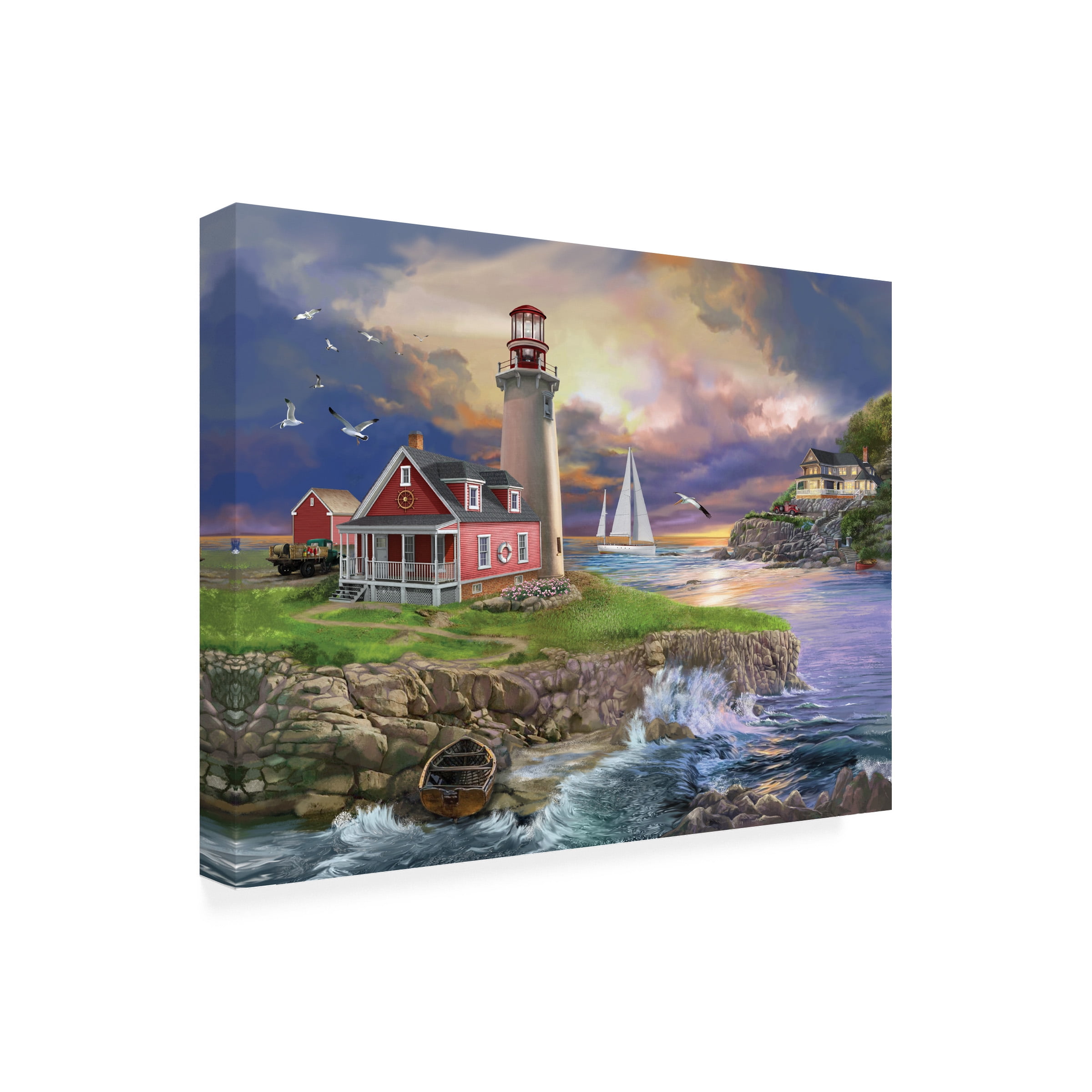 Bigelow Illustrations 'Sunset Point Lighthouse' Canvas Art