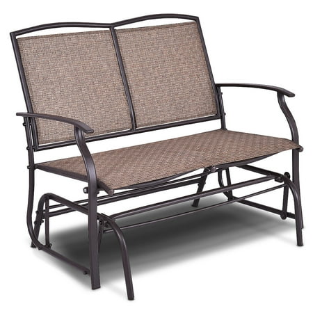 Gymax Patio Loveseat Glider Rocking Bench Double Chair With Arm Backyard