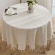 thumbnail image 1 of ¡Oferta del día! Mantel redondo de 152 cm de lino y algodón con borlas, estilo bohemio, ideal para cocina, comedor, decoración de mesa, estilo rústico, café, picnics, ideal para mesas redondas de 76, 1 of 8
