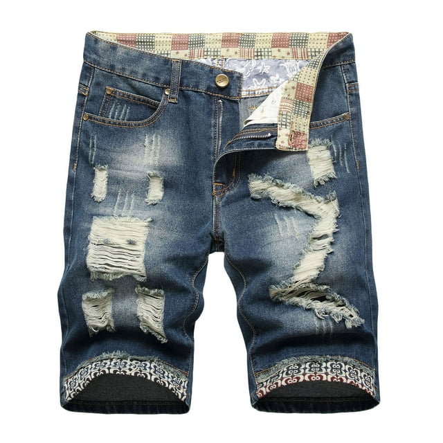 Pisexur Half Shorts Jeans Men's Summer Short Micro Inelastic Shorts Zipper Open Five Point Short Half Shorts Jeans