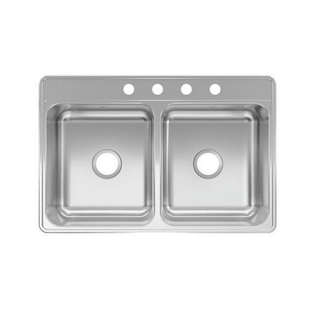 33 x 22 in. Stainless Steel Top Mount Double Bowl Kitchen Sink
