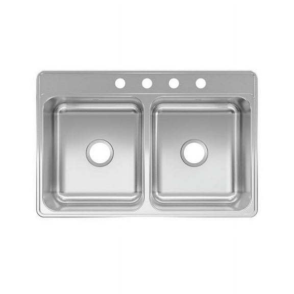 33 x 22 in. Stainless Steel Top Mount Double Bowl Kitchen Sink