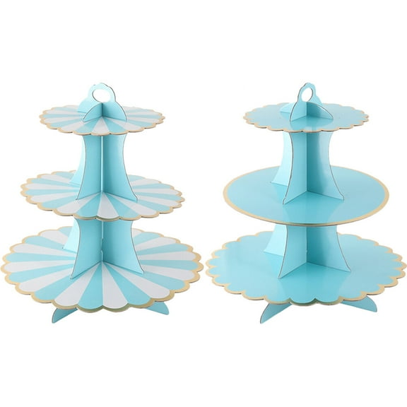 Masteelf 2 Pcs Three Tier Cake Stand Cupcake Stand Dessert Stand 31X31CM Blue