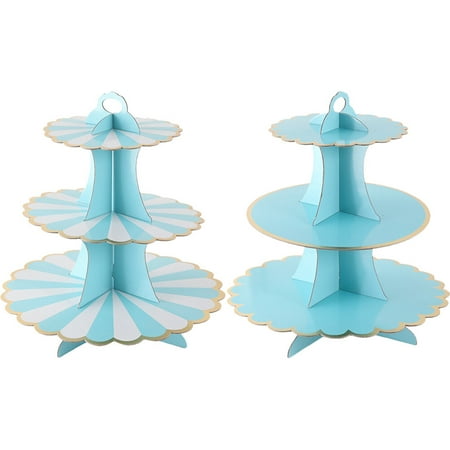 

NUOLUX 2pcs Cake Holder Decorative Cake Stand Cup Cake Tier Stand 3-tier Cupcake Stand