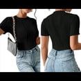 thumbnail image 3 of para Mujer, Cuello Redondo, Corta, Trajes de Baño, Trajes de Salida, Leotardos de Verano, Camisetas de una Pieza. Negro S, 3 of 7