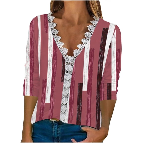 Dyegold Fall Tops For Women 2023 Trendy Long Sleeve Shirts Dressy Casual V-Neck Leopard Color Block Tunics Top Loose Blouses