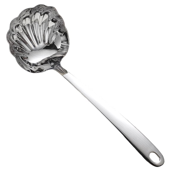 Stainless Steel Perforated Soup Ladle Small, Metal Ladle Spoon for Soup Gravy Hot Pot Restaurant, Rustproof Kitchen Utensil Dishwasher Safe, Hammered Design with Round Handle Hearthweave