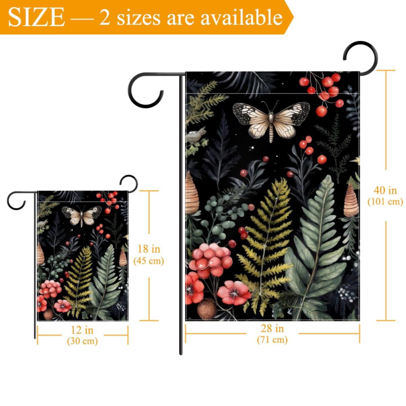 Natural Fir Branches Berries Flowers and Fern Double Sided Garden Flag Decorative Weather Resistant Yard Flag, Large DIY Vertical Flag for Farmhouse Patio Lawn, 28x40 Inch