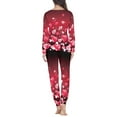 thumbnail image 3 of Renewold Women's Pajama Set of 2 Valentine's Day Pink Hearts Print Ladies Pj Sweatpants Top Snug-Fit Crewneck Long Sleeve Sleepwear Fall Winter Daily Wear Size 2XL, 3 of 4