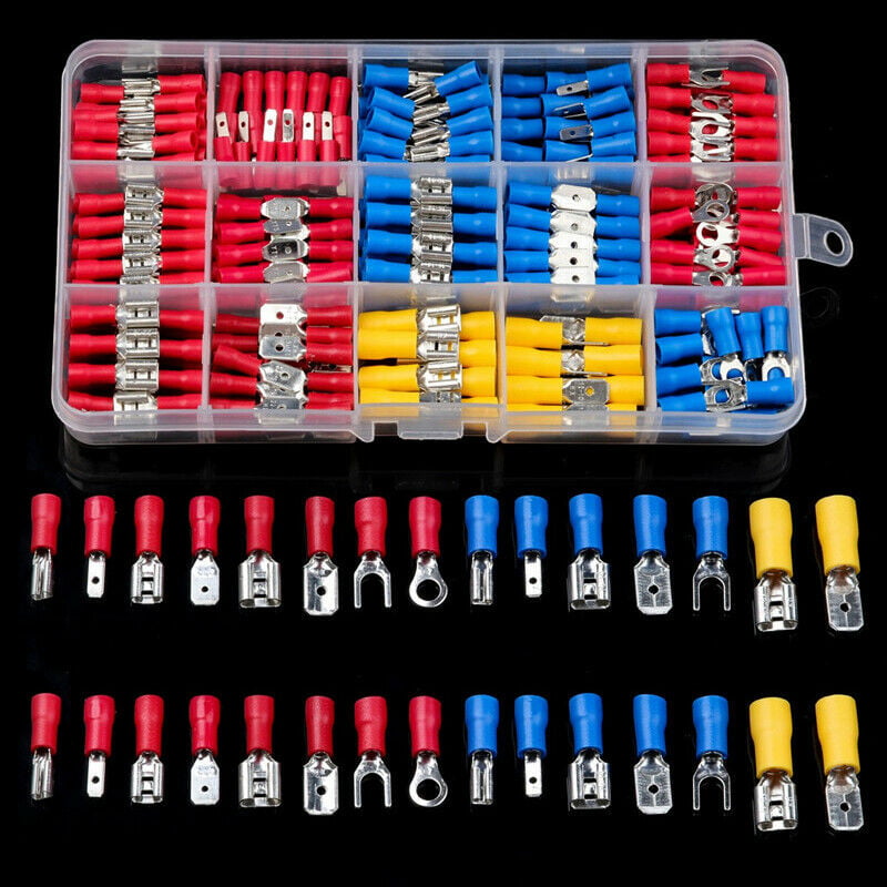 Small Wire Crimp Electrical connectors Assortment Set WSSROGY 280Pcs Insulated Wiring Terminal 15 Types 22-10 AWG Tinplate Copper PVC Red Yellow Blue