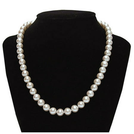 Elegant 9.5-10mm White Freshwater Cultured Pearl Necklace In 925 Sterling Silver