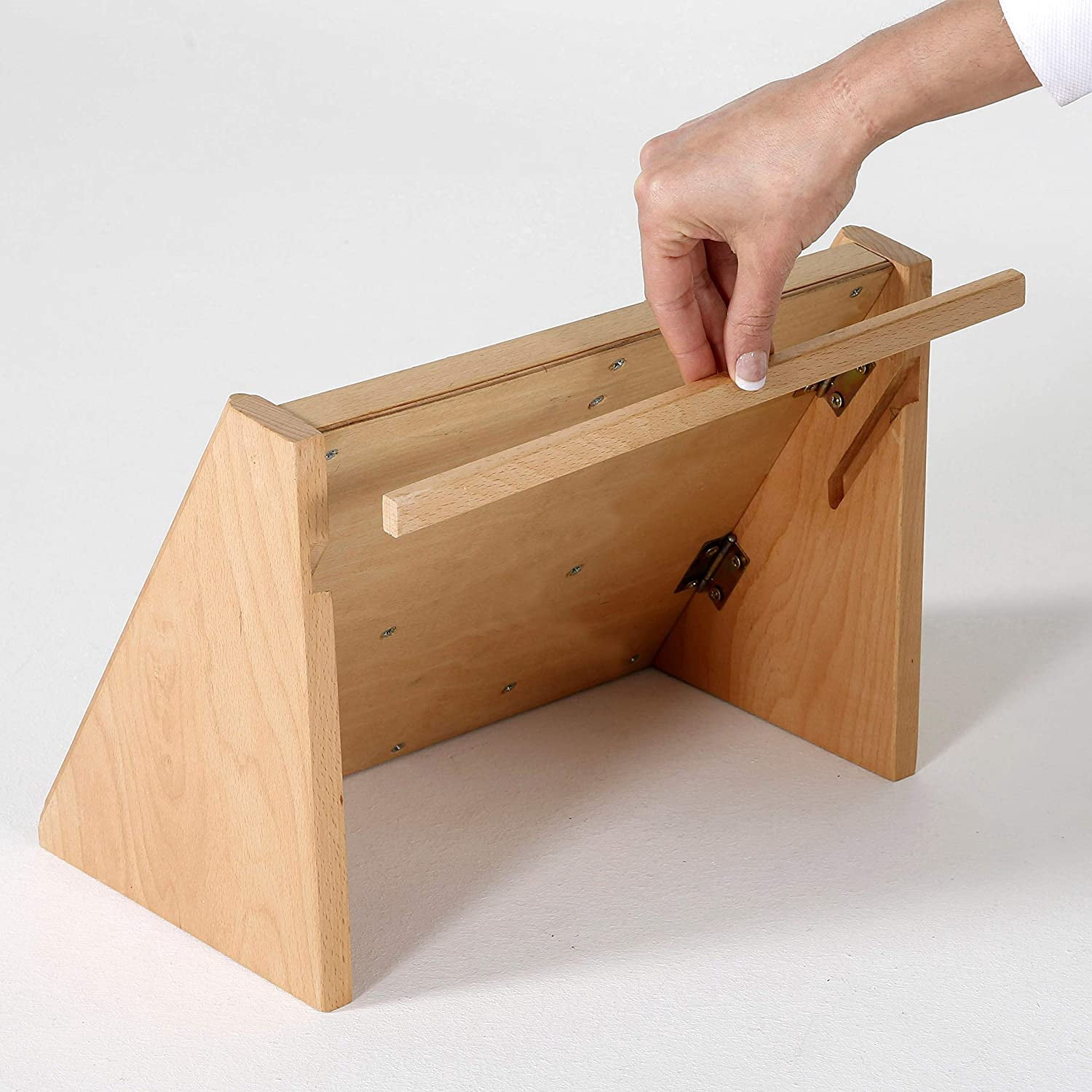 M&T Displays 5 Tiered Natural Wood Business Card Holder 25 Pockets - Desktop Organizer for Office