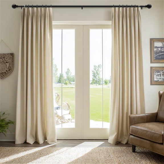 Black Curtain Rods for Windows Heavy Duty Metal Adjustable Extra Long Blackout Traverse Rods with Decorative Finials