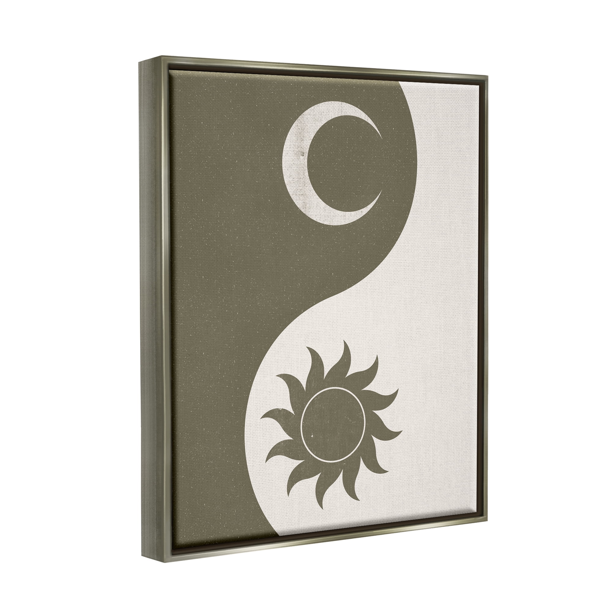 Stupell Industries Solar & Lunar Yin Yang Shape Spiritual Motif Graphic Art Luster Gray Floating Framed Canvas Print Wall Art, Design by JJ Design House LLC