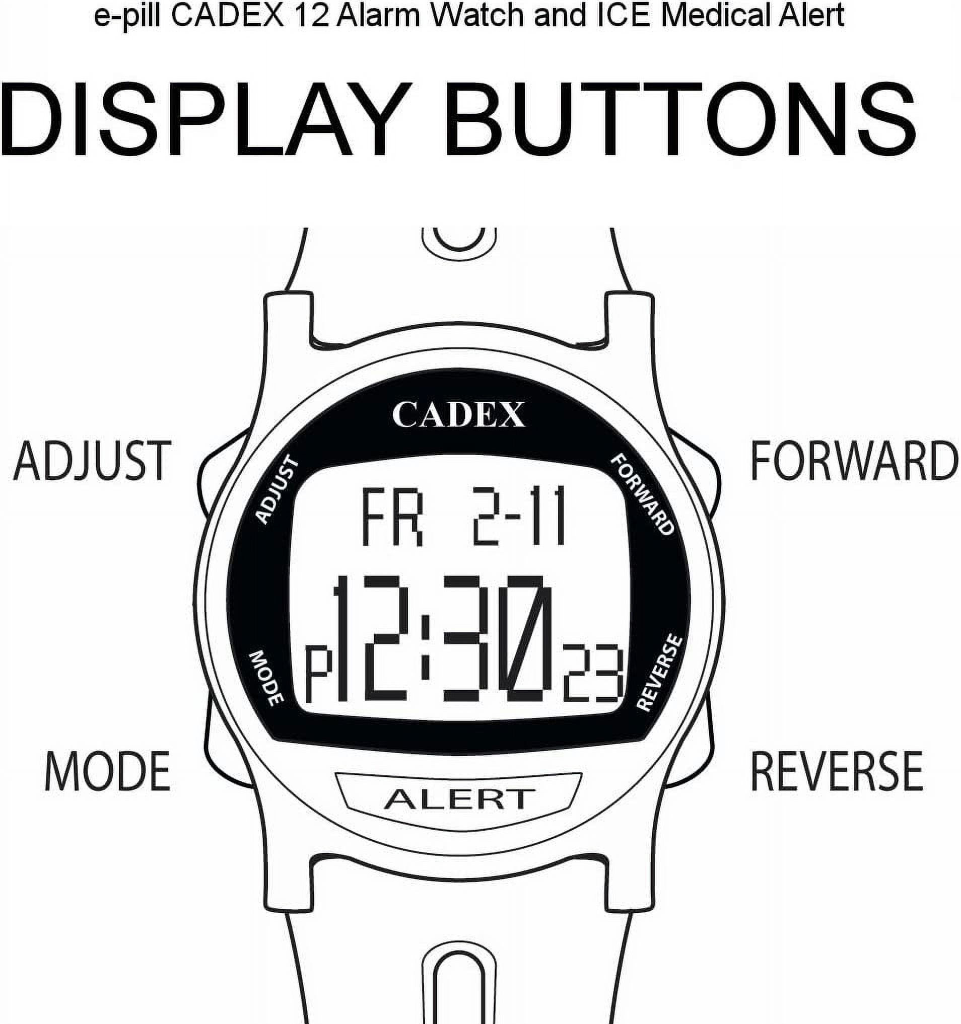 CADEX 12 Alarm Watch - Digital Medical ID - Silver