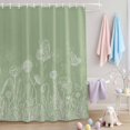 thumbnail image 2 of Shower Curtain Spring Plant White Line Art Shower Curtains for Bathroom Decor, Waterproof Polyester Shower Curtain Set with Hooks, Standard Size 72" x 72" Flower Butterfly Green, 2 of 9