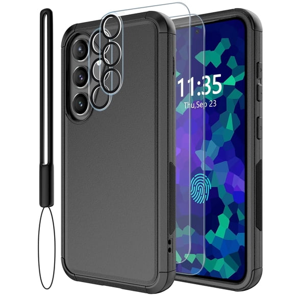 Funda de teléfono LSYPP a prueba de golpes con protector de pantalla para Galaxy S25+